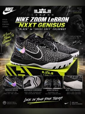 New!🔥Nike Zoom LeBron NXXT Genisus in the 'Black' or 'Smoke Grey' colorway!🔥